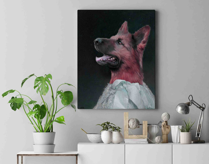Portrait Of A Lady In A White Dress Custom Pet Canvas
