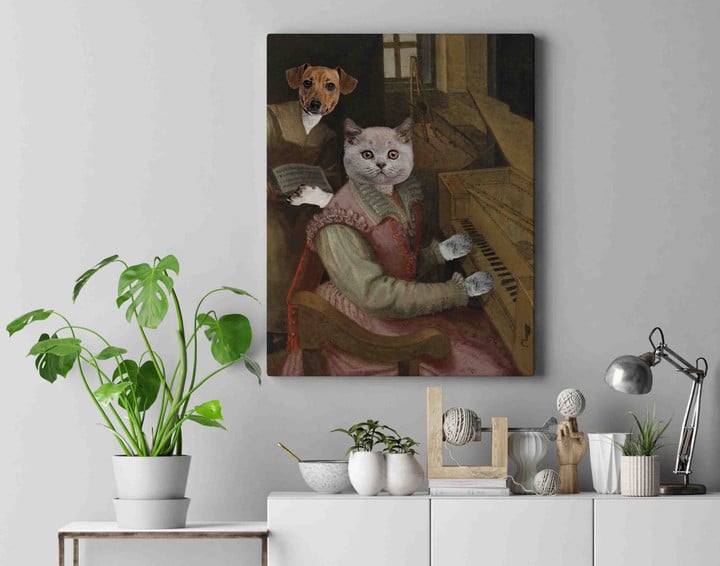 Portrait Of A Couple At A Piano Custom Multiple Pet Canvas