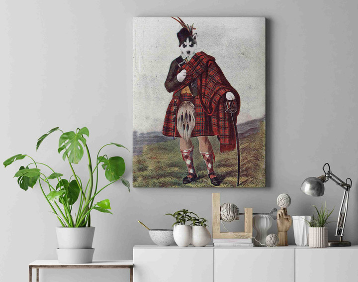 Portrait Of A Male Scottish Clan Tartan Fraser Custom Pet Canvas