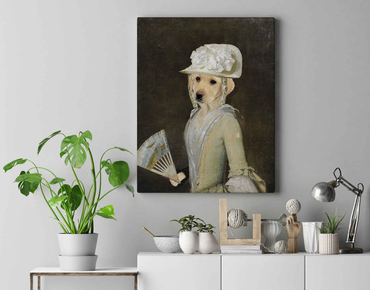 Portrait Of A Young Woman With A Fan Custom Pet Canvas
