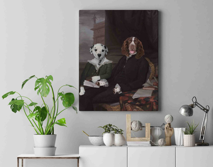 Portrait Of A Couple Custom Multiple Pet Canvas