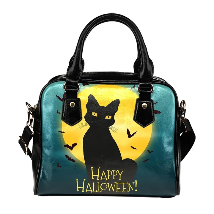 Happy Halloween Shoulder Handbag Cute Black Cat #Halloween