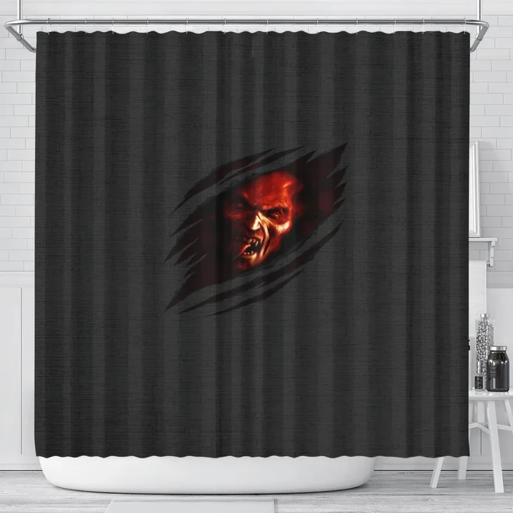 Demon Behind Curtain Halloween Shower Curtain #Halloween
