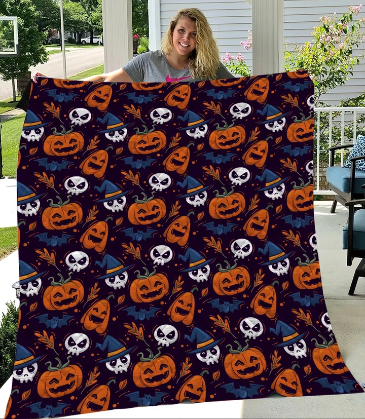 Halloween Pumpkin Pattern Quilt #Halloween