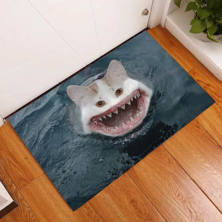Funny Halloween Shark Cat Doormat #Halloween