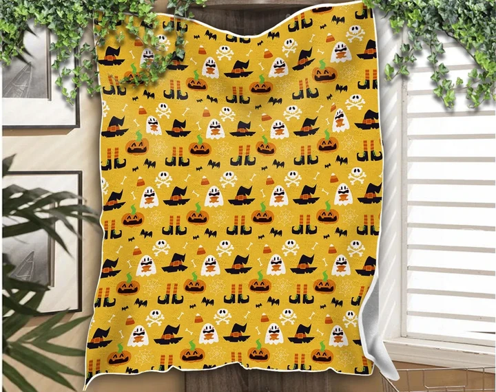 Halloween Cute Pattern Fleece Blanket #Halloween