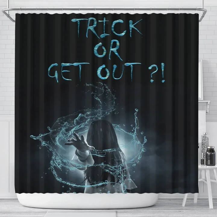 Halloween Scary Water Ghost Shower Curtain Trick Or Get Out #Halloween