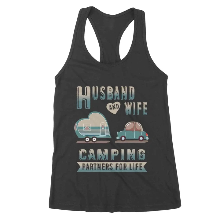 Husband And Wife Camping Partners For Life Heart Car Love Valentine Women's Tank