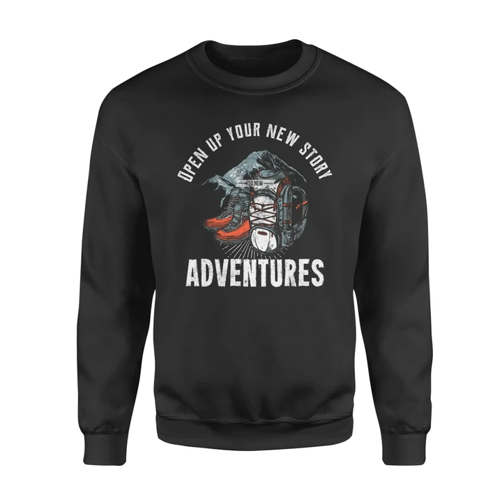 Open Up Your New Story Adventures Camping Sweatshirt