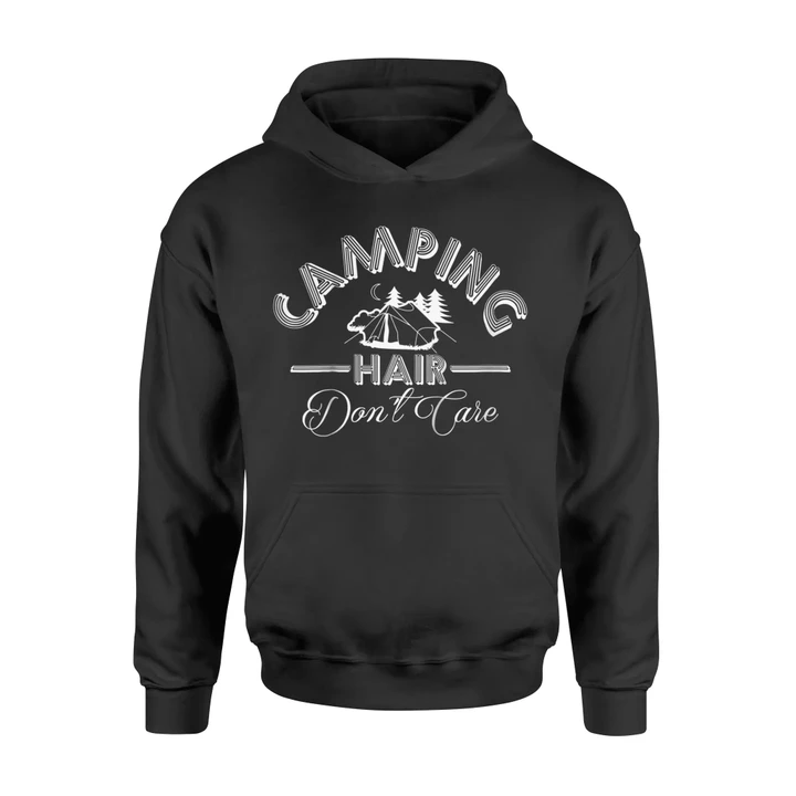 Kids Camping Hair Don't Care Funny Gift Hoodie