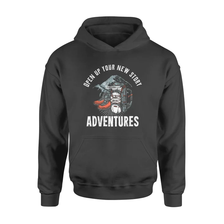 Open Up Your New Story Adventures Camping Hoodie