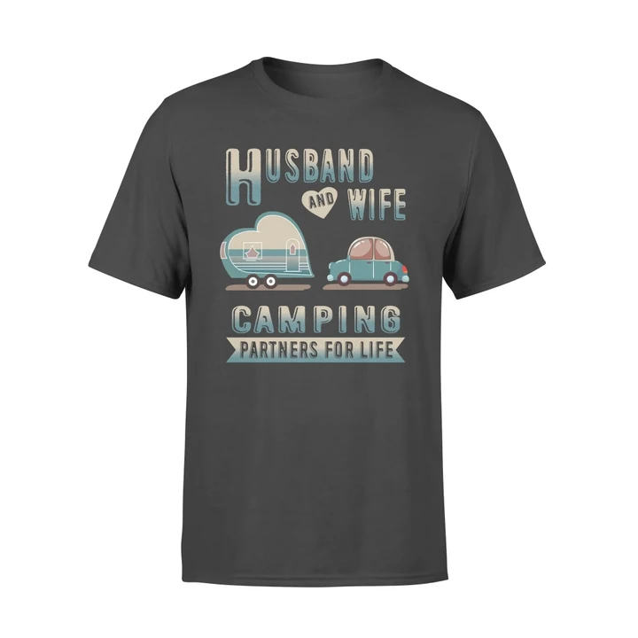 Husband And Wife Camping Partners For Life Heart Car Love Valentine T-shirt