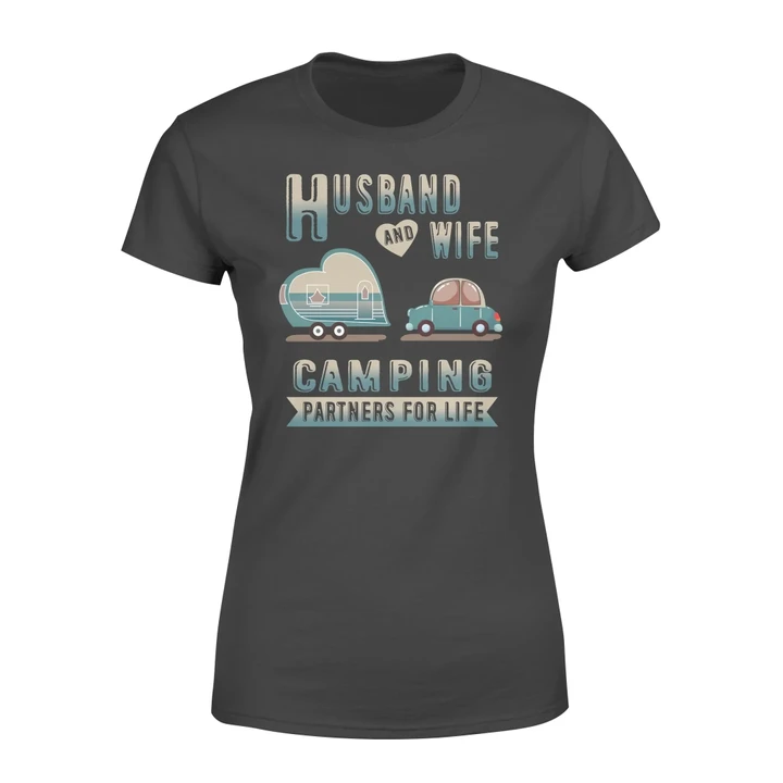 Husband And Wife Camping Partners For Life Heart Car Love Valentine Women's T-shirt
