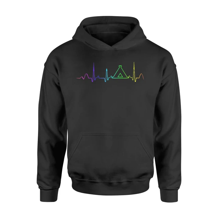 Camping Heartbeat Pride LGBT Gay Be Lesbian Funny Hoodie