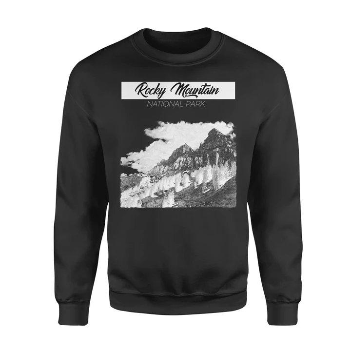 Rocky Mountain National Park Sweatshirt Black & White #Camping