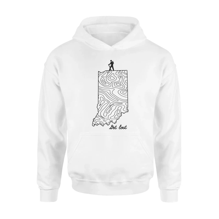 Indiana Hike State Hiking Map Get Lost Hiker Camping Hoodie