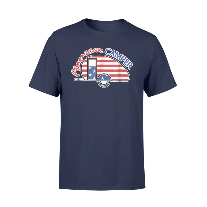 Camping American Camper Usa Flag T-Shirt