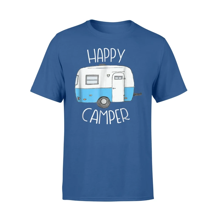 Happy Camper Camping Blue Boler Trailer Camp T Shirt