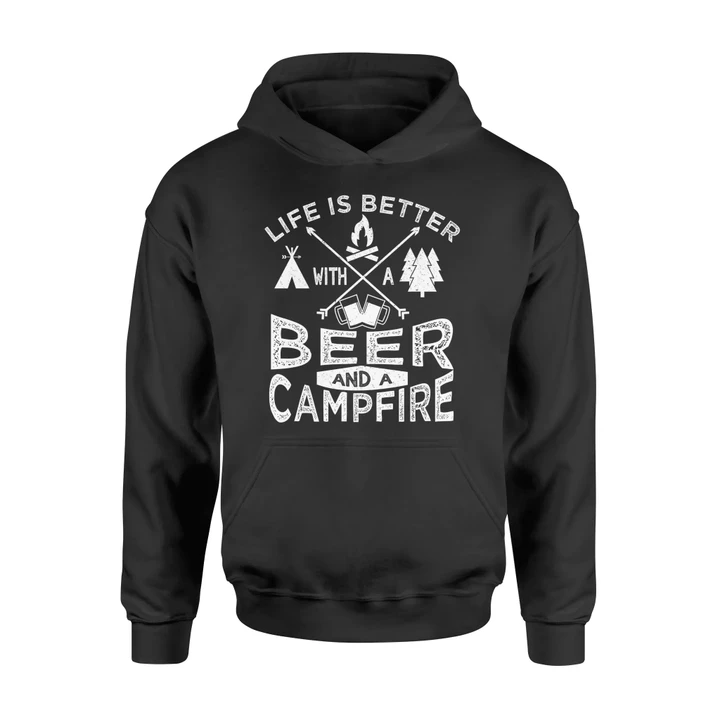 Camping Men Women Beer Campfire Graphic Hoodie