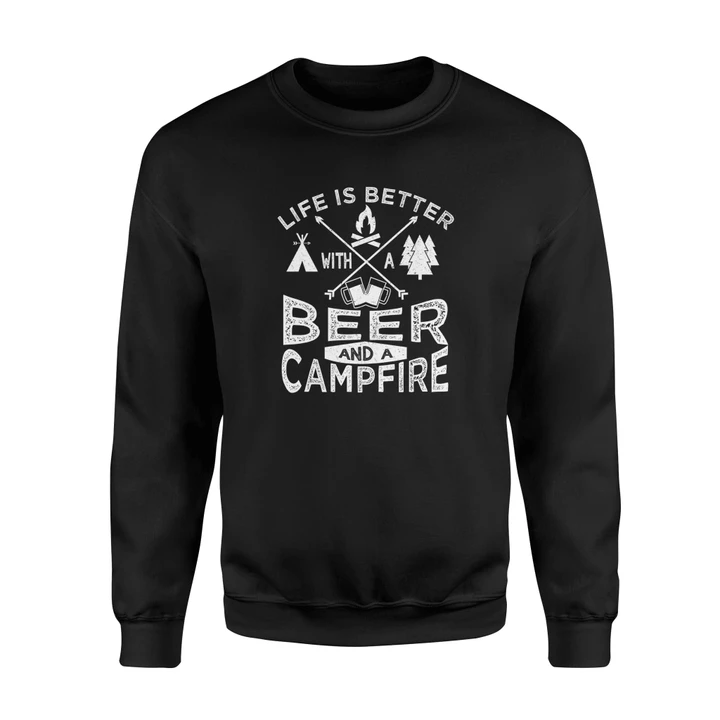 Camping Beer Campfire Graphic Sweatshirt