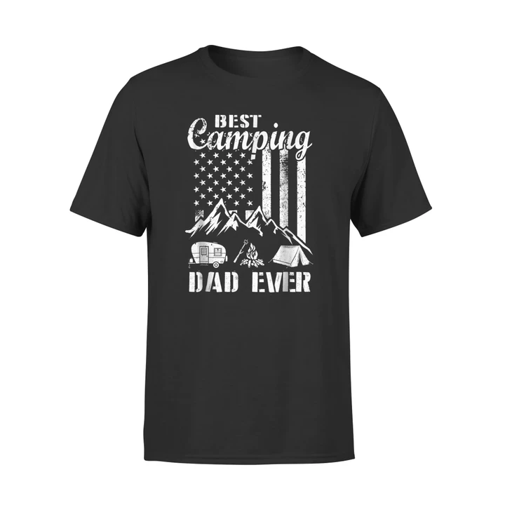 American Flag - Best American Camping Dad Ever T-Shirt