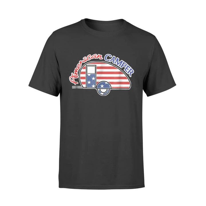 Camping American Camper USA Flag T Shirt