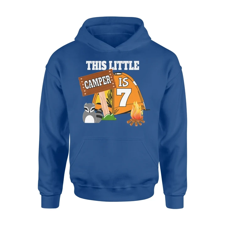 7th Birthday Boys Girls This Little Camper Is 7 Hoodie