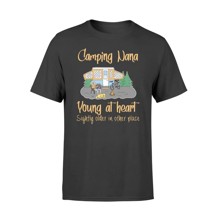 Hilarious Camping Nana Young At Heart Funny T Shirt