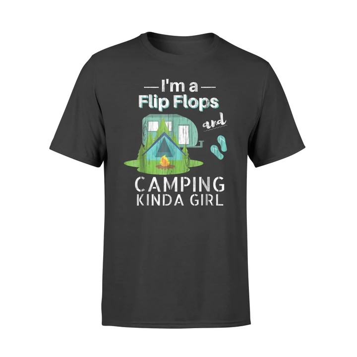 Funny Womens Girls Camping Flip Flops Roadtrips RV T Shirt