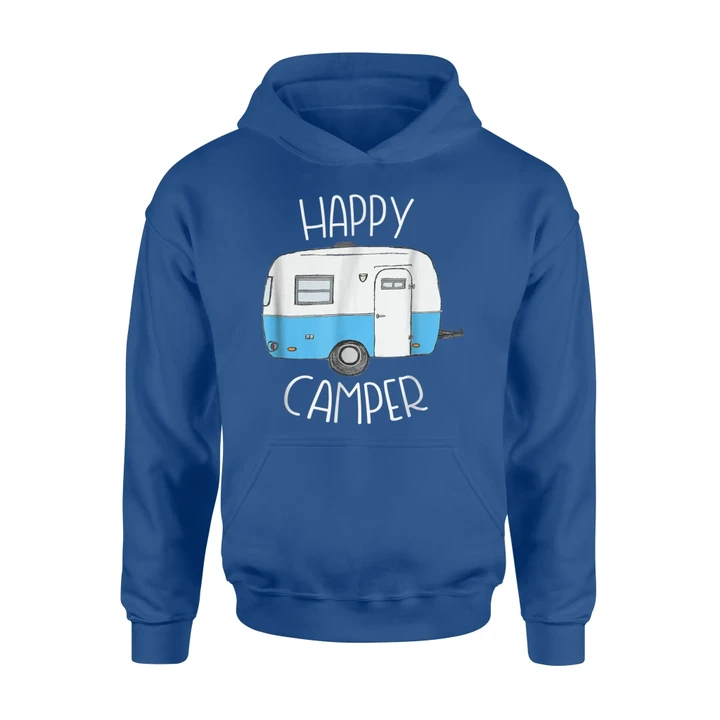 Happy Camper Camping Blue Boler Trailer Camp Hoodie