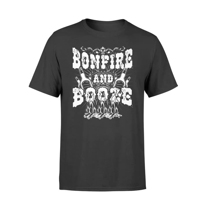Bonfire And Booze Funny Beer Drinking Camping T Shirt