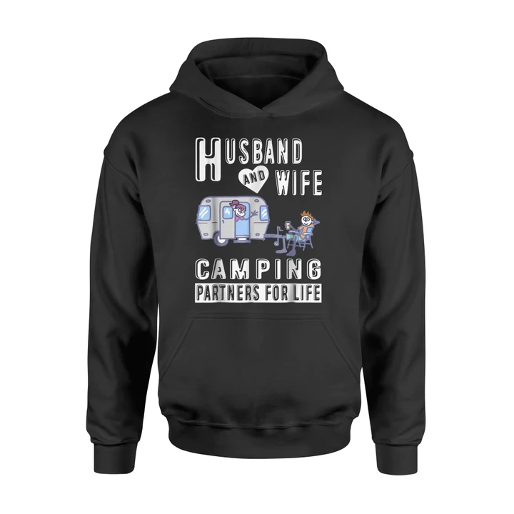 Cute Husband And Wife Camping Partners For Life Camper Hoodie