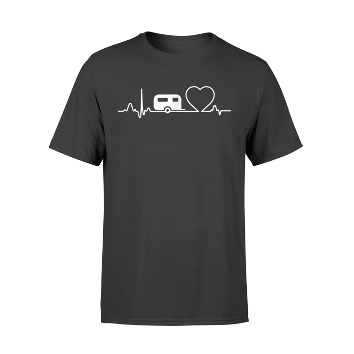 Camping Trailer RV Heartbeat T Shirt
