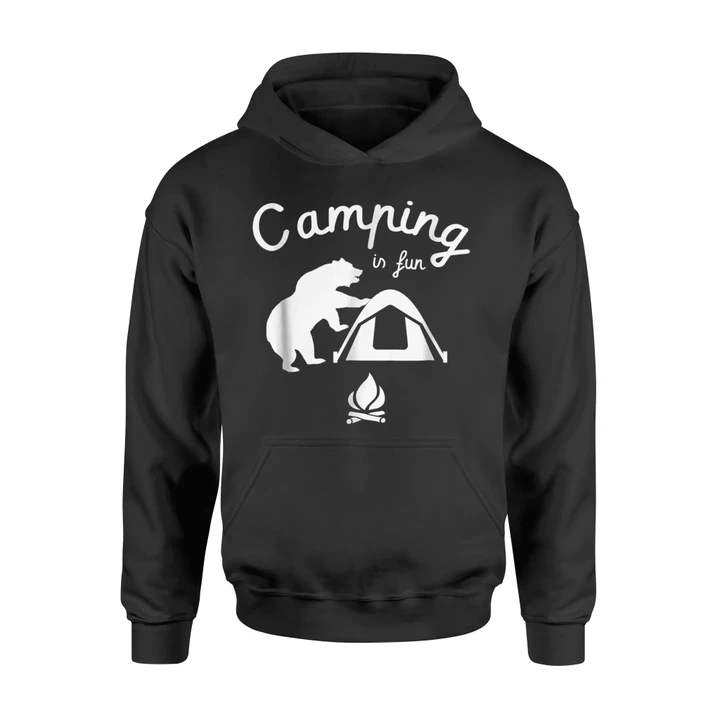 Camping Is Fun Funny Bear In Tent Hoodie