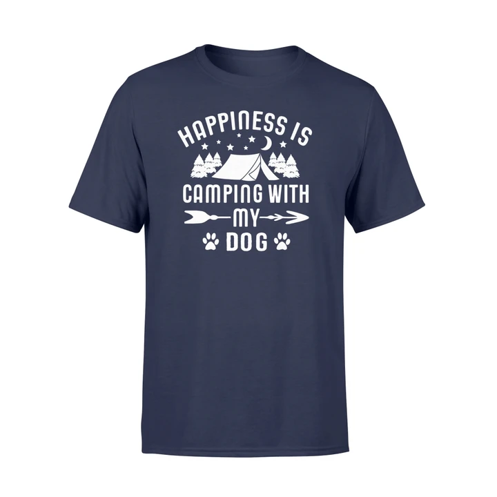 Happiness Is Camping With My Dog Funny T Shirt