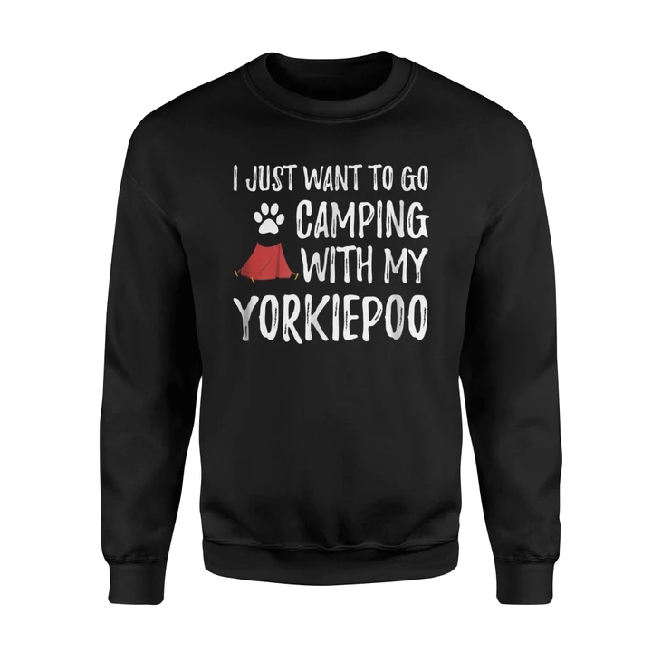 Camping Yorkiepoo For Funny Dog Mom Or Dog Dad Camper Sweatshirt