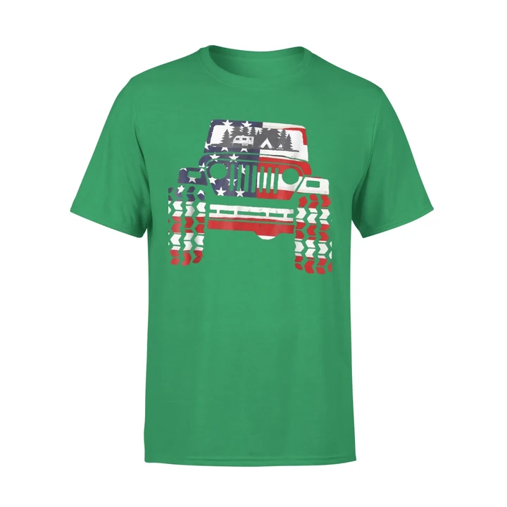 Camping Jeep Lover American Usa Flag Car Drivers Gift Premium T-Shirt