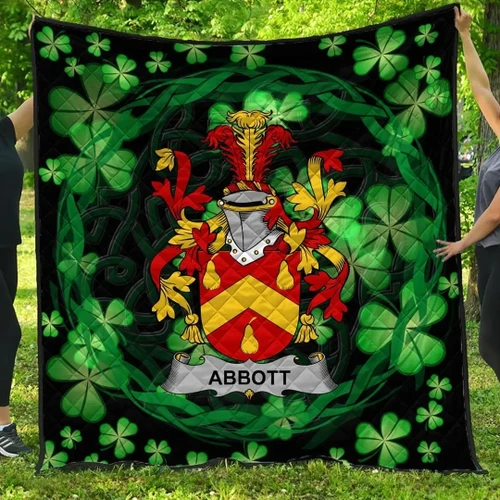 Abbott Ireland Quilt - Irish Celtic Shamrock Knot Circle - Irish Family Crest A7