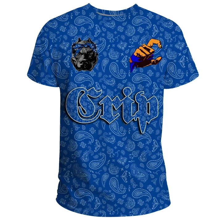 (Custom) Crips Gang T-Shirt Blue Bandana A31