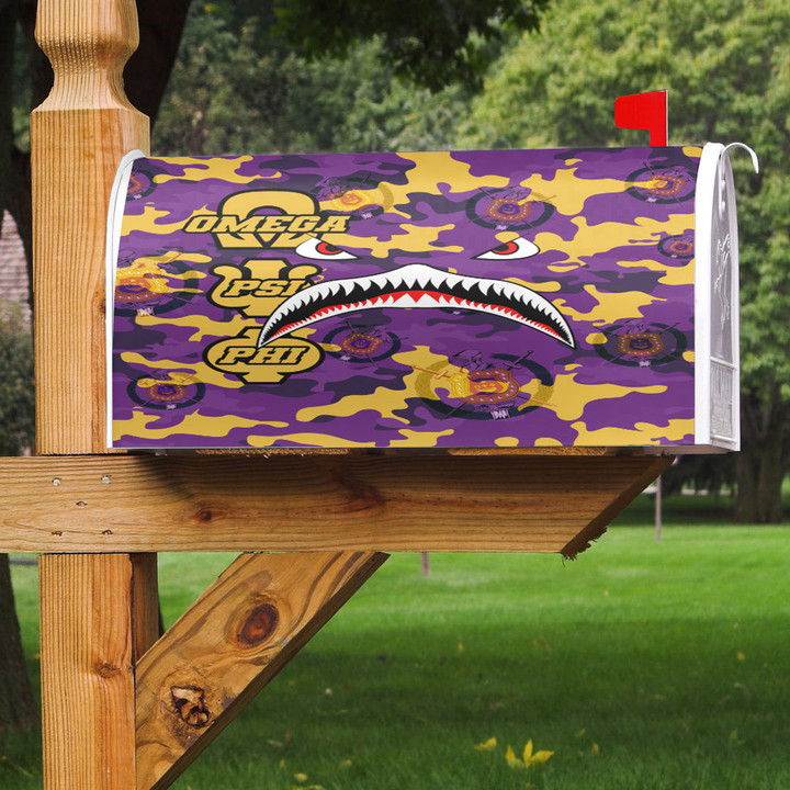 AmericansPower Mailbox Cover - Omega Psi Phi Full Camo Shark Mailbox Cover | AmericansPower
