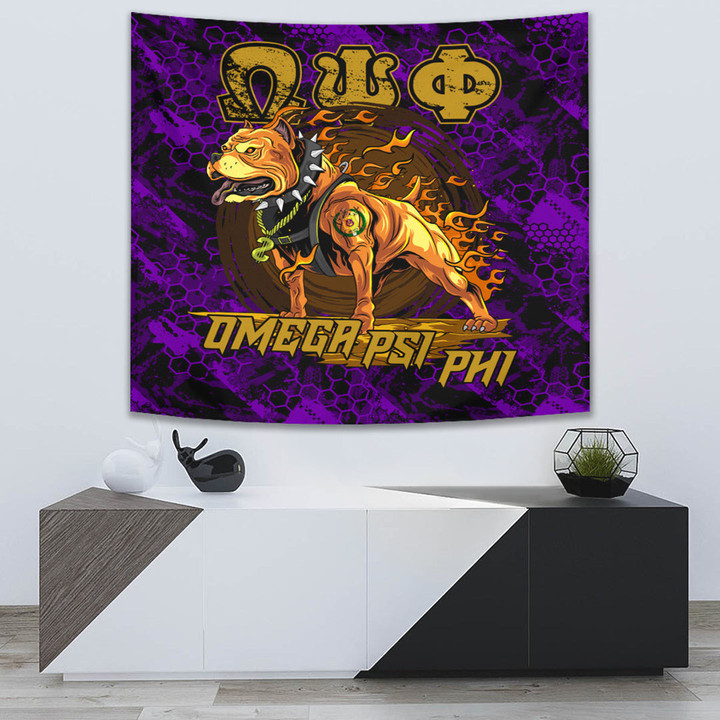 AmericansPower Tapestry - Omega Psi Phi Dog Tapestry | AmericansPower
