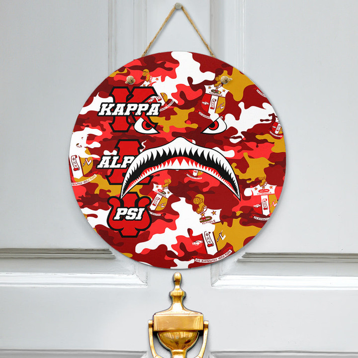 AmericansPower Hanging Door Sign - Kappa Alpha Psi Full Camo Shark Hanging Door Sign | AmericansPower
