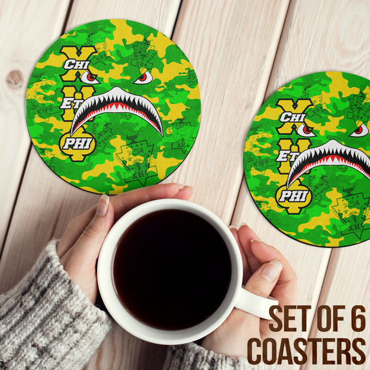 AmericansPower Coasters (Sets of 6) - Chi Eta Phi Full Camo Shark Coasters | AmericansPower
