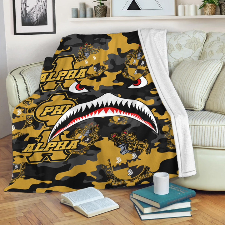 AmericansPower Premium Blanket - Alpha Phi Alpha Full Camo Shark Premium Blanket | AmericansPower
