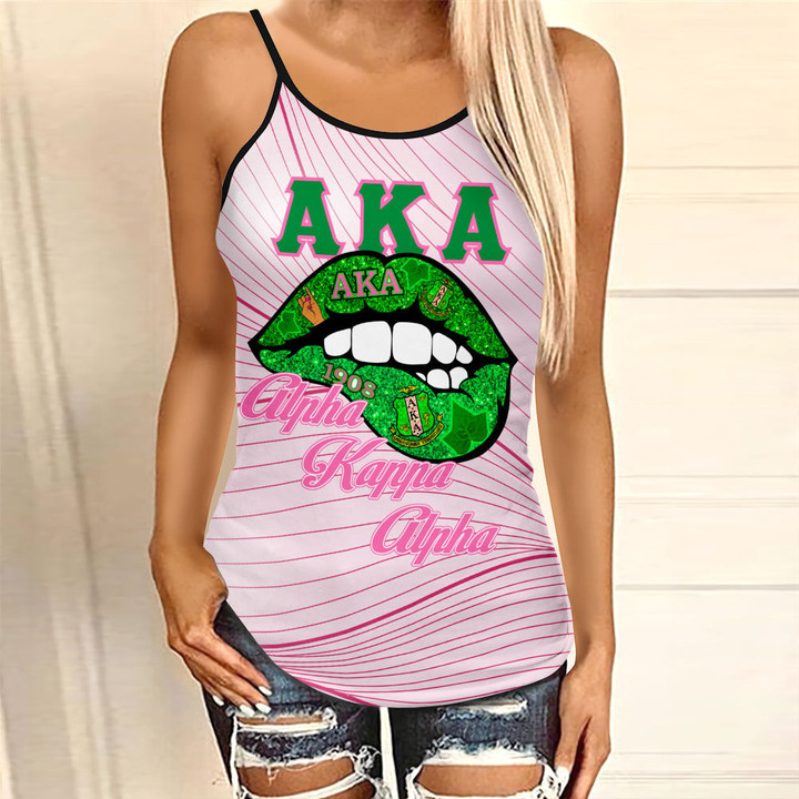 AmericansPower Clothing - AKA Lips Criss Cross Tanktop A7 | AmericansPower.store