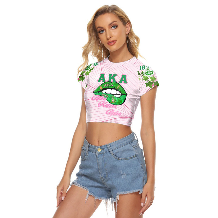 AmericansPower Clothing - (Custom) AKA Lips Women's Raglan Cropped T-shirt A7 | AmericansPower.store