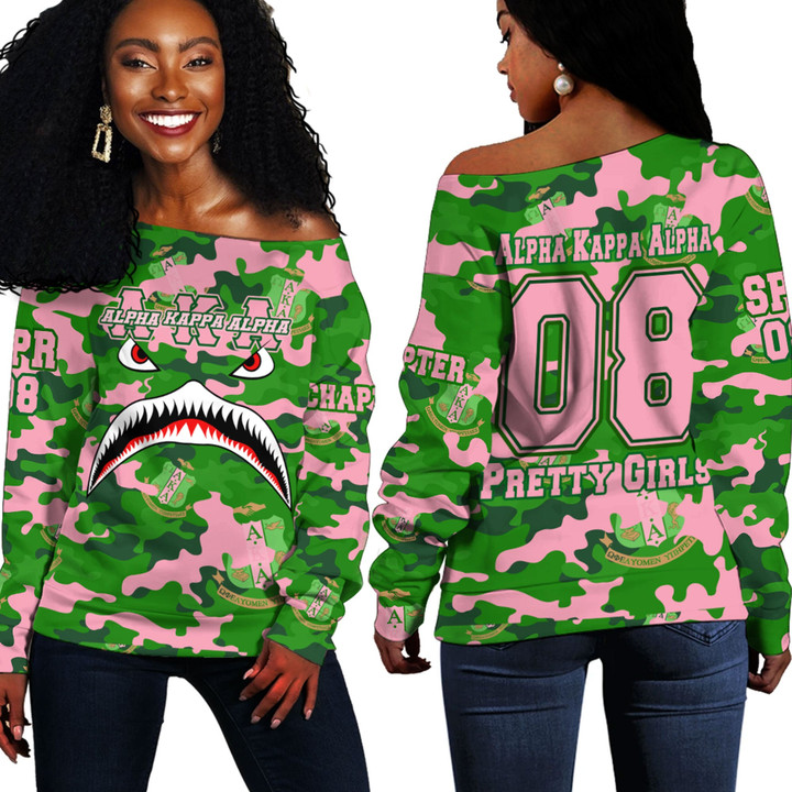 AmericansPower Clothing - (Custom) AKA Full Camo Shark Off Shoulder Sweaters A7 | AmericansPower