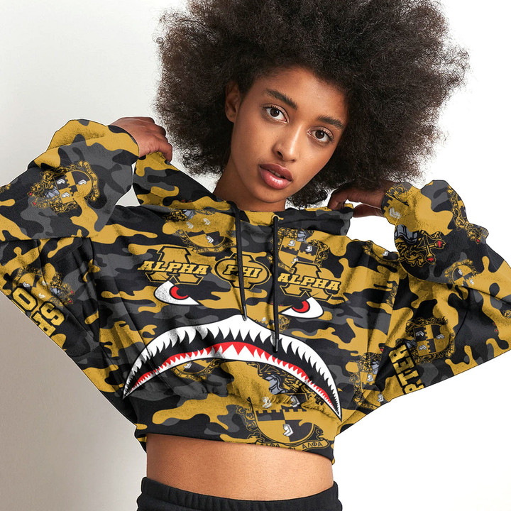 AmericansPower Clothing - Alpha Phi Alpha Full Camo Shark Croptop Hoodie A7 | AmericansPower