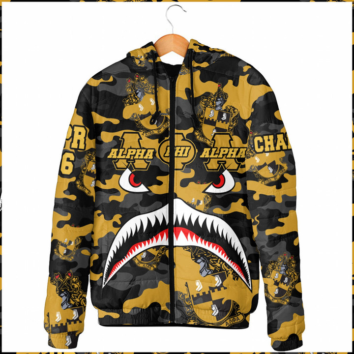 AmericansPower Clothing - Alpha Phi Alpha Full Camo Shark Hooded Padded Jacket A7 | AmericansPower