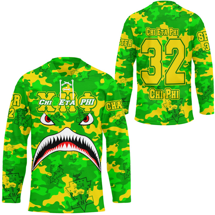 AmericansPower Clothing - Chi Eta Phi Full Camo Shark Hockey Jersey A7 | AmericansPower